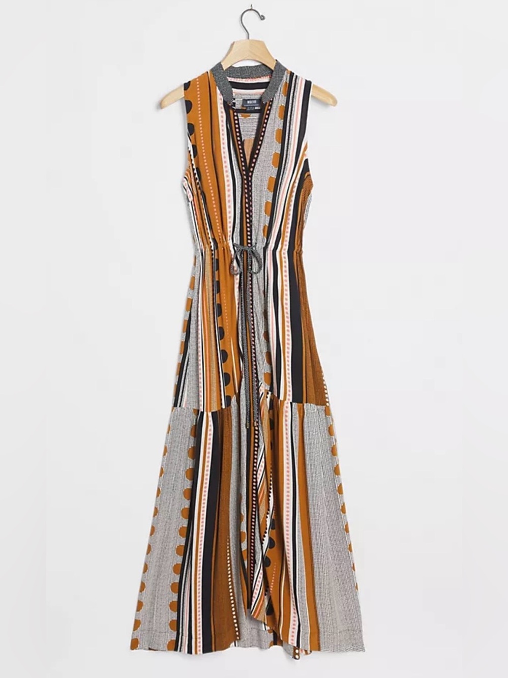 Maeve Anthropologie Alondra Maxi Dress 2P Boho Stripe Tiered Pockets Petite NWOT - Picture 8 of 16
